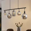Lindby Mateno glazen hanglamp, 5-lamps, rookgrijs