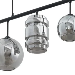 Lindby Mateno glazen hanglamp, 5-lamps, rookgrijs