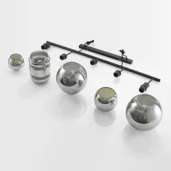 Lindby Mateno glazen hanglamp, 5-lamps, rookgrijs