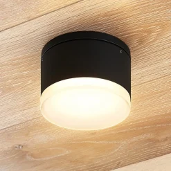 Lindby Mathea LED buiten-plafondlamp, cilinder