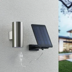 Lindby Maurun LED solarwandlamp, zilver