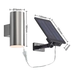 Lindby Maurun LED solarwandlamp, zilver