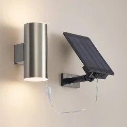 Lindby Maurun LED solarwandlamp, zilver