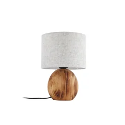 Lindby Mayumi tafellamp, hoogte 31 cm, hout, textiel