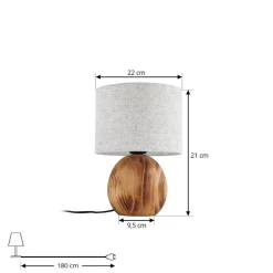 Lindby Mayumi tafellamp, hoogte 31 cm, hout, textiel