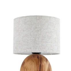 Lindby Mayumi tafellamp, hoogte 31 cm, hout, textiel