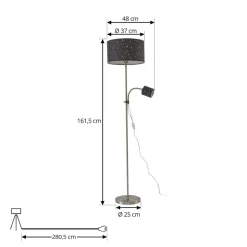 Lindby Melanie vloerlamp, grijs, stof, Ø 36 cm, 2-lamps.