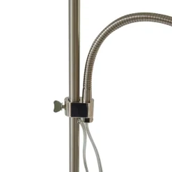 Lindby Melanie vloerlamp, grijs, stof, Ø 36 cm, 2-lamps.