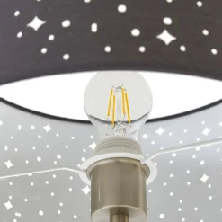 Lindby Melanie vloerlamp, grijs, stof, Ø 36 cm, 2-lamps.