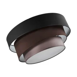 Lindby Melia plafondlamp, zwart/bruin, textiel, Ø 56cm