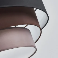 Lindby Melia plafondlamp, zwart/bruin, textiel, Ø 56cm