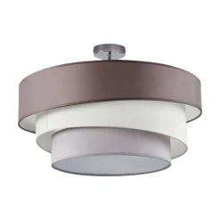 Lindby Melia plafondlamp, bruin/grijs, textiel, Ø 56cm