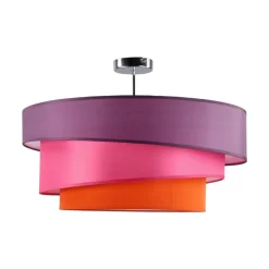Lindby Melia plafondlamp, paars/roze/oranje, textiel, Ø56cm