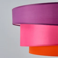 Lindby Melia plafondlamp, paars/roze/oranje, textiel, Ø56cm
