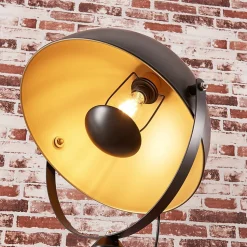 Lindby Meline vloerlamp, zwart/goud, metaal, driepoot