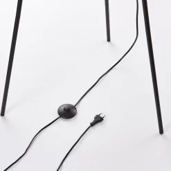 Lindby Meline vloerlamp, zwart/goud, metaal, driepoot