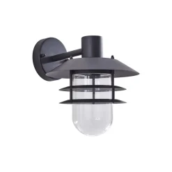 Lindby Meliora buitenwandlamp, zwart, ijzer, IP44, E27