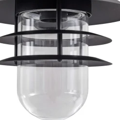 Lindby Meliora buitenwandlamp, zwart, ijzer, IP44, E27