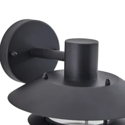 Lindby Meliora buitenwandlamp, zwart, ijzer, IP44, E27