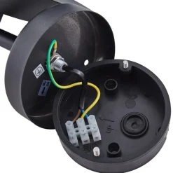 Lindby Meliora buitenwandlamp, zwart, ijzer, IP44, E27