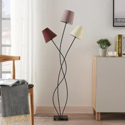 Lindby Melis vloerlamp, 130 cm, 3-lamps, textiel