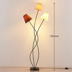 Lindby Melis vloerlamp, 130 cm, 3-lamps, textiel