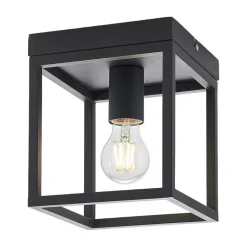 Lindby Meron plafondlamp, doosvorm, donkergrijs