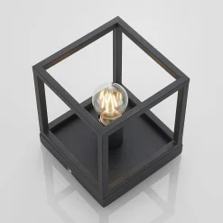 Lindby Meron plafondlamp, doosvorm, donkergrijs