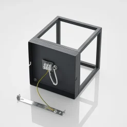 Lindby Meron plafondlamp, doosvorm, donkergrijs