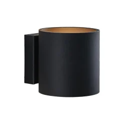 Lindby Mirza aluminium-wandlamp, rond, zwart