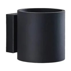 Lindby Mirza aluminium-wandlamp, rond, zwart