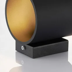 Lindby Mirza aluminium-wandlamp, rond, zwart