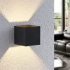 Lindby Mirza aluminium-wandlamp, hoekig, zwart