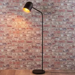 Lindby Morik vloerlamp, 1-lamp, zwart/goud, metaal