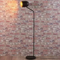 Lindby Morik vloerlamp, 1-lamp, zwart/goud, metaal