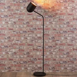 Lindby Morik vloerlamp, 1-lamp, zwart/goud, metaal