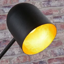 Lindby Morik vloerlamp, 1-lamp, zwart/goud, metaal