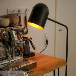 Lindby Morik vloerlamp, 1-lamp, zwart/goud, metaal