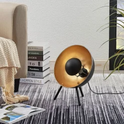 Lindby Muriel tafellamp, hoogte 38 cm, zwart, goud, metaal