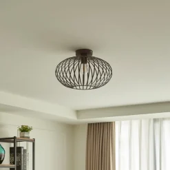 Lindby Nahele plafondlamp, bruin, metaal, Ø 40 cm, E27