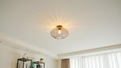 Lindby Nahele plafondlamp, bruin, metaal, Ø 40 cm, E27