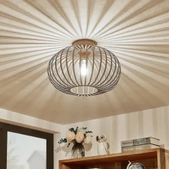 Lindby Nahele plafondlamp, bruin, metaal, Ø 40 cm, E27