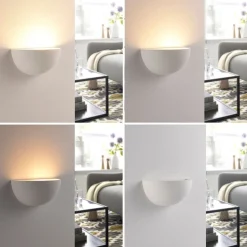 Lindby Narin wandlamp, wit, gips, halfrond, 28cm