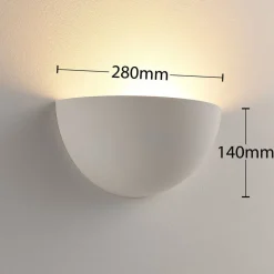 Lindby Narin wandlamp, wit, gips, halfrond, 28cm