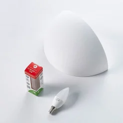 Lindby Narin wandlamp, wit, gips, halfrond, 28cm