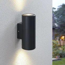 Lindby Nati buitenwandlamp, 22 cm, antraciet, IP54, rond