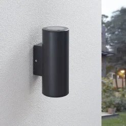 Lindby Nati buitenwandlamp, 22 cm, antraciet, IP54, rond