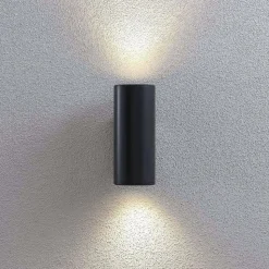 Lindby Nati buitenwandlamp, 22 cm, antraciet, IP54, rond