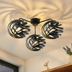 Lindby Niobano plafondlamp in zwart staal