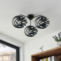 Lindby Niobano plafondlamp in zwart staal